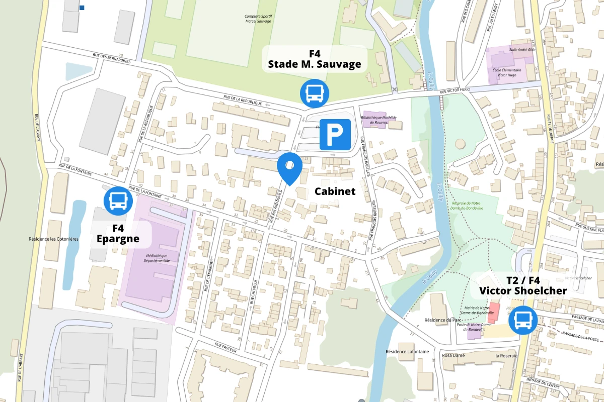 Plan de quartier et repères d'accès pour le cabinet de Benoit Lainé